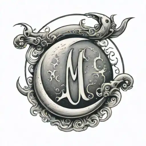 Moon With Digit 26 And N Letter M