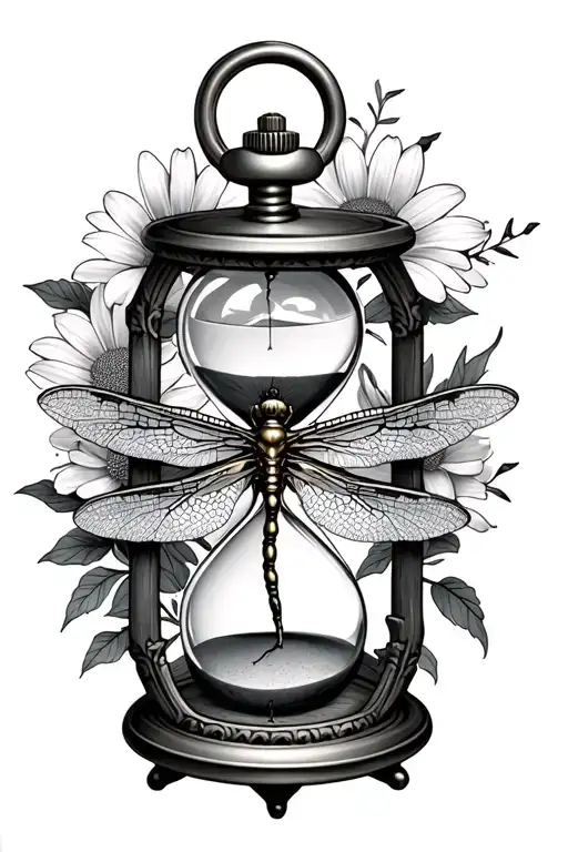 Hourglass July September August Birth Flower Broken Pocketwatch With Dragonfly