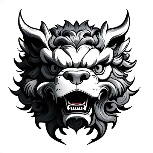 Foo Dog With Japanese Waves