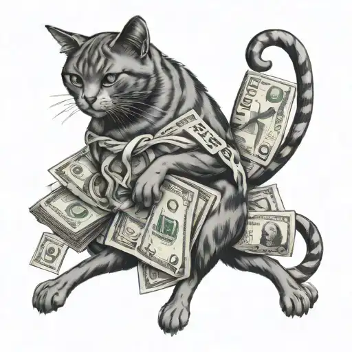 Full Body Cat With Money Bag