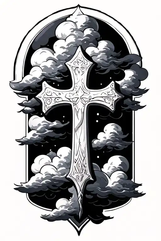 Orthdodox Cross With Clouds