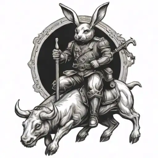 Rabbit And Bdsm Dom Riding A Bull