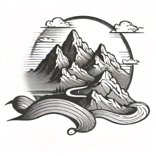 Mountain Range With A Winding Road