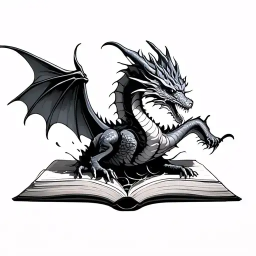 Dragon Flying Out Of Open Book