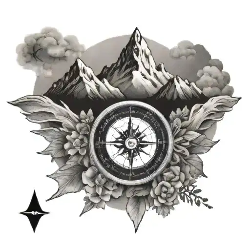 A Compass Card Mer With Mount Everest On North Star
