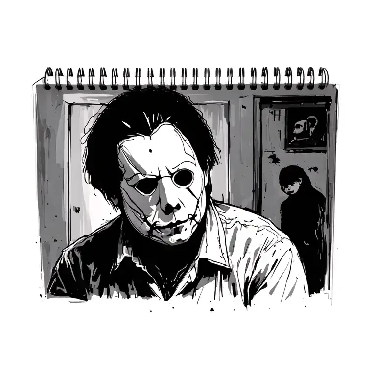 Sketch Book Style Horror With Michael Myers's Minimal Line Work
