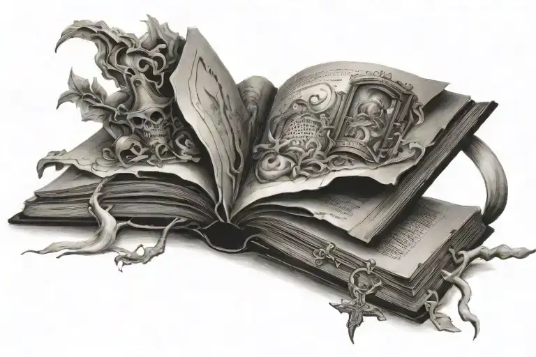 Open Book With Fantasy Book