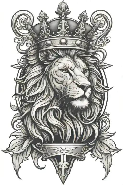 Lion With Crown And Cross