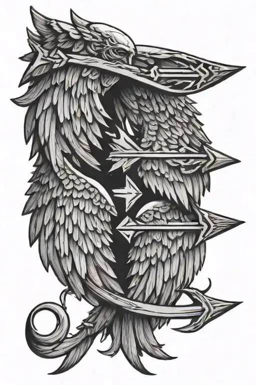 Two Simple Angel Wings And Between Them An Arrow Piercing
