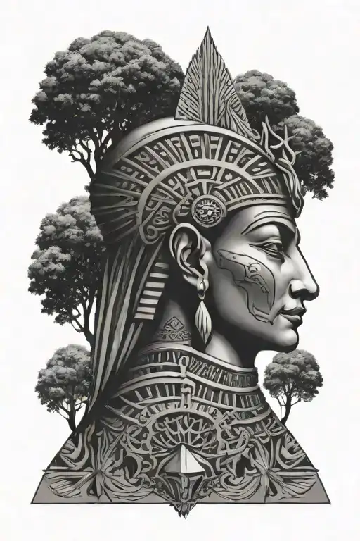 Egyptian Born King Head Piece No Face With Trees And Camels