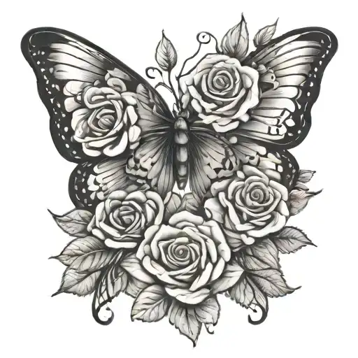 Roses Blooming Butterfly Tattoo Date
