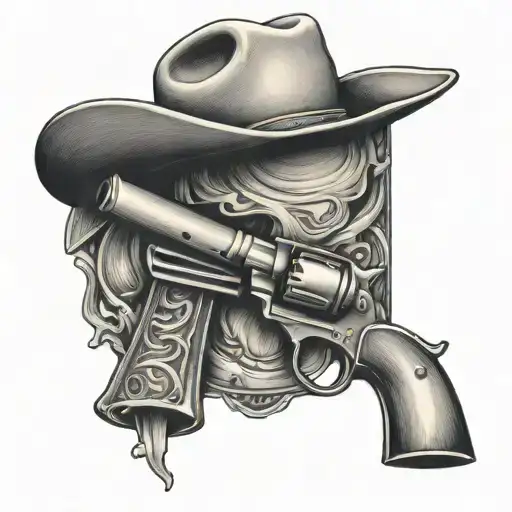 Gun And Cowboy Hat
