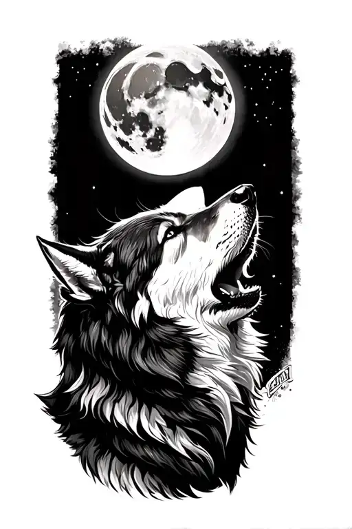 Lone Wolf Howling At Moon