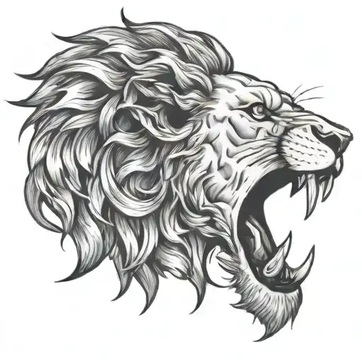 Lion Biting Lightning Bolt