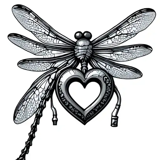 Motorbike Dragonfly Heart Shaped Lock