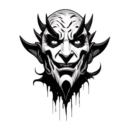 2 Face Nice Guy Hiding And Oni Demon Mask