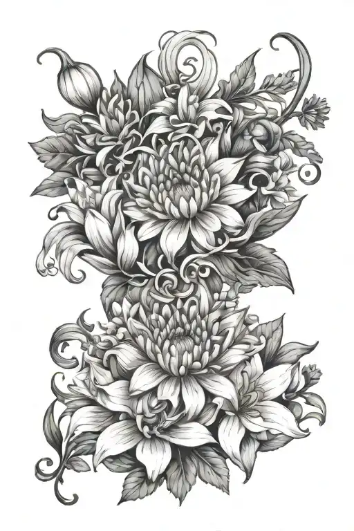 Chrysanthemum And Lily Flowers And A Biblically Accurate Seraphim