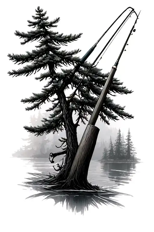 Fishing Poles Pine Trees