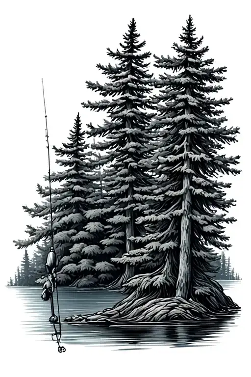 Fishing Poles Pine Trees