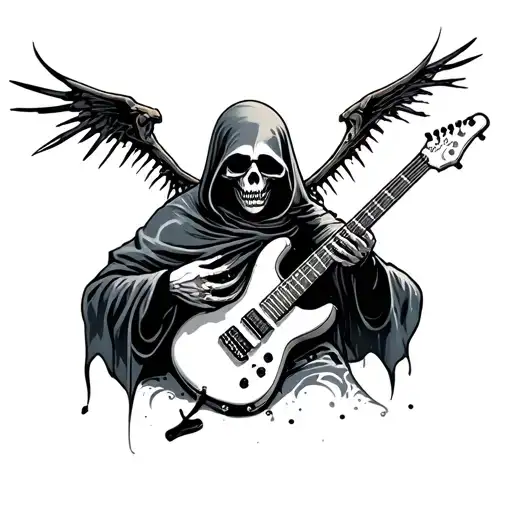 Grim Reaper Guitar Tattoo