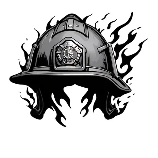 Firefighter Helmet Engulfed In Flames