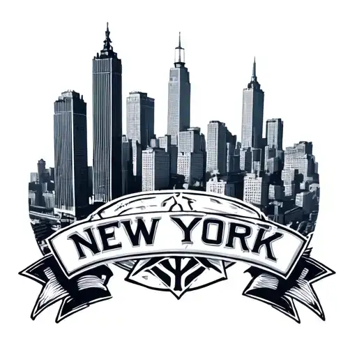 New York City Skyline Yankees Logo