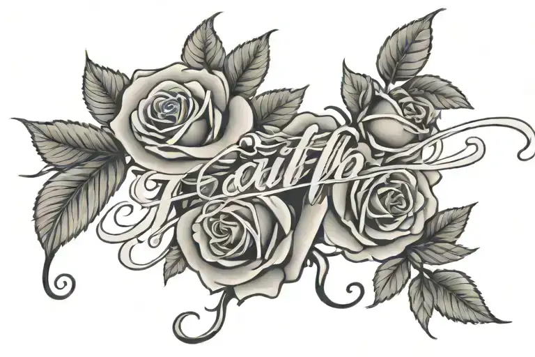Roses With The Word Faith Written Across Them