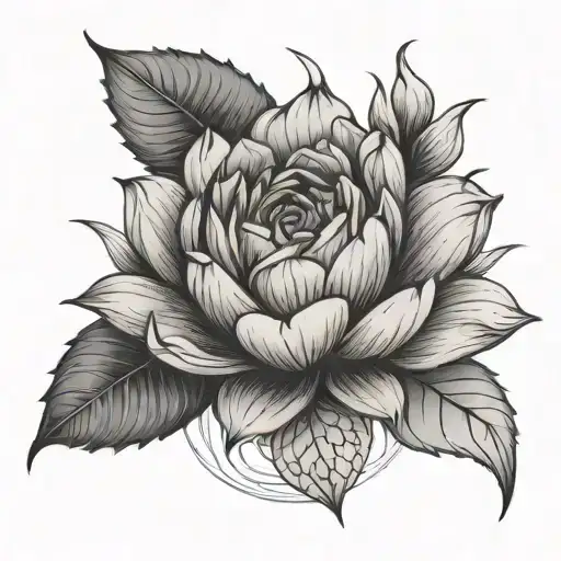 Peoni Rose And Water Lily