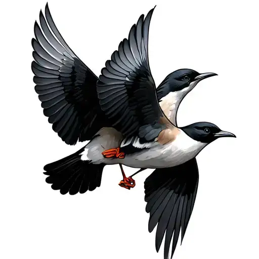 Twin Swallow Birds Flying