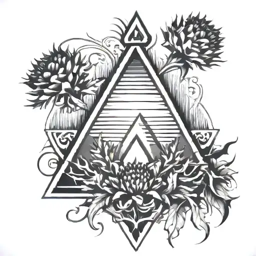 A Pyramid Silhouette With A Scottish Thistle Motif