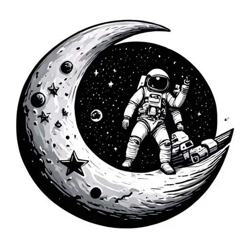Astronaut On The Moon Surrounded By Stars