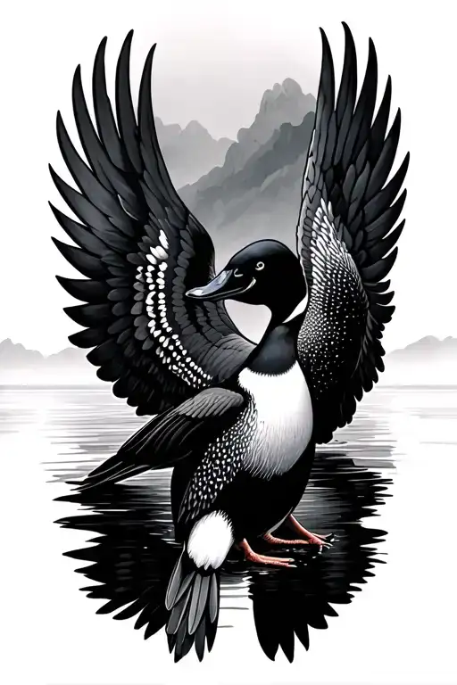 Loon With Wings Spread Wide