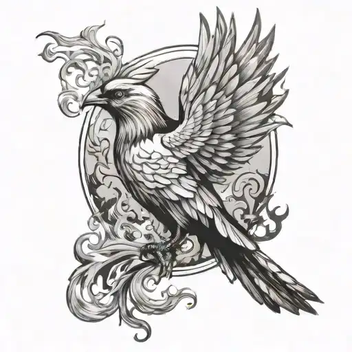 Phonix Bird Rising From Ashes