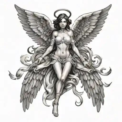 Sexy Realistic Angel With Wings Spread