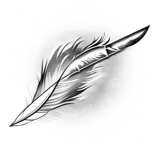 Feather With Writing Sword