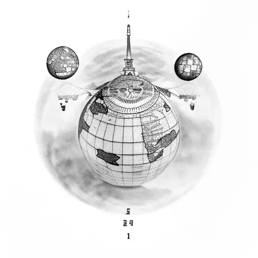 A Tattoo Depicting A Globe With Your Family's Favorite Travel Destinations Marked