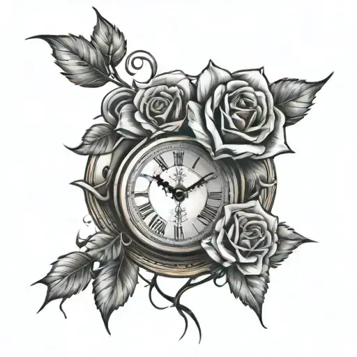 Skull Rose Broken Clock