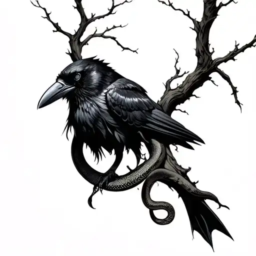 Tree With Raven And Snake