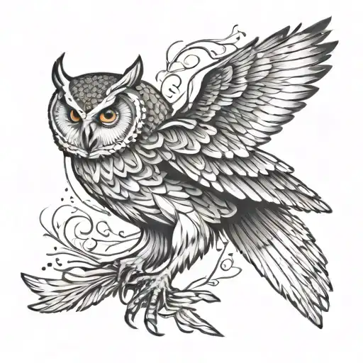 Owl With Open Wings