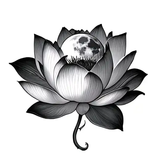 Lotus Flower With Moon