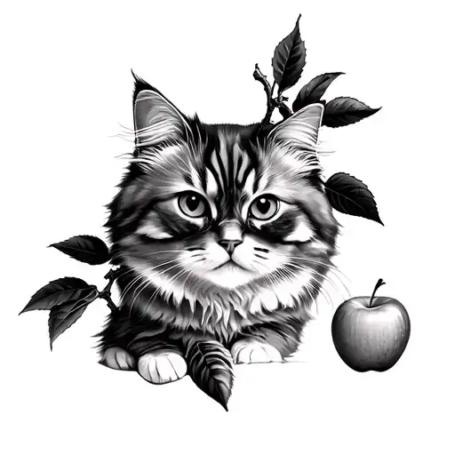 Persian Cat With An Apple Branch