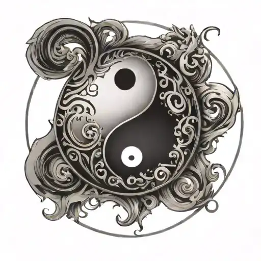 Ying Yang Circle With Numbers 26 And 27 Inside Representing