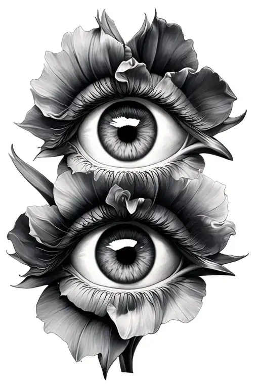 Two Iris One Above The Other With Light Shading