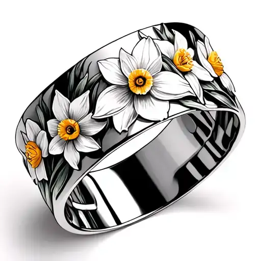 Silver Bracelet With Daffodils