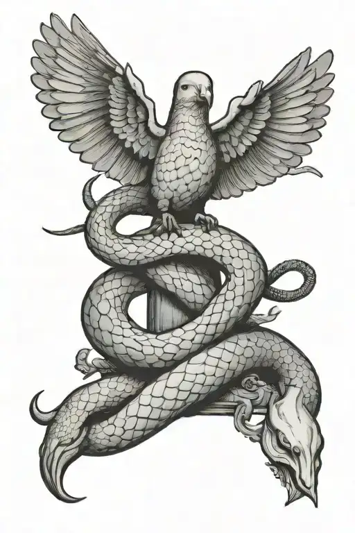 A Snake Squeezing A Dove To Death Tarot Card