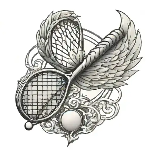 A Tennis Racket Entwined With Dragon Wings