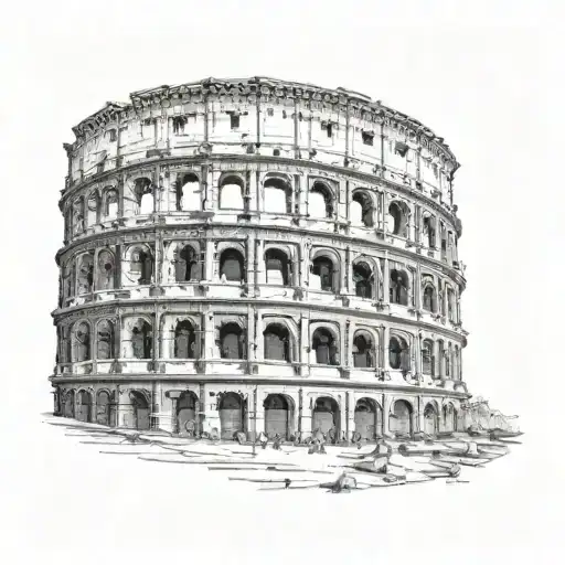 Colosseum With Below Marcus Aurelius On The Back Of The Horse