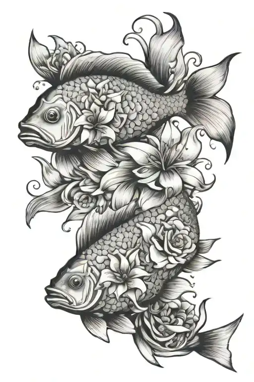 Lilly Flowers Pisces Fish