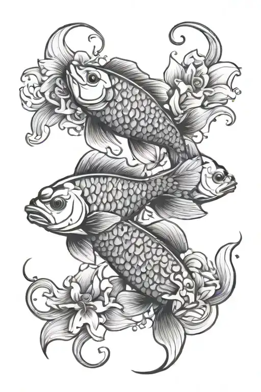 Lilly Flowers Pisces Fish