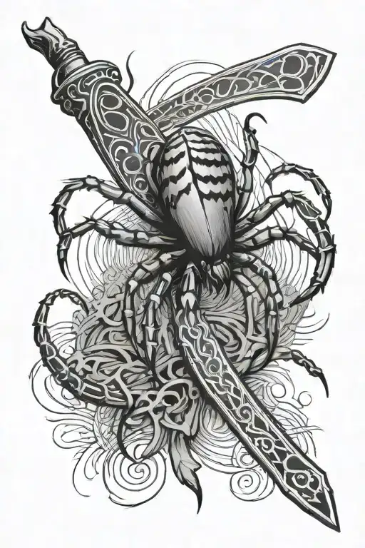 Cut Throat Razor Spider On Handle